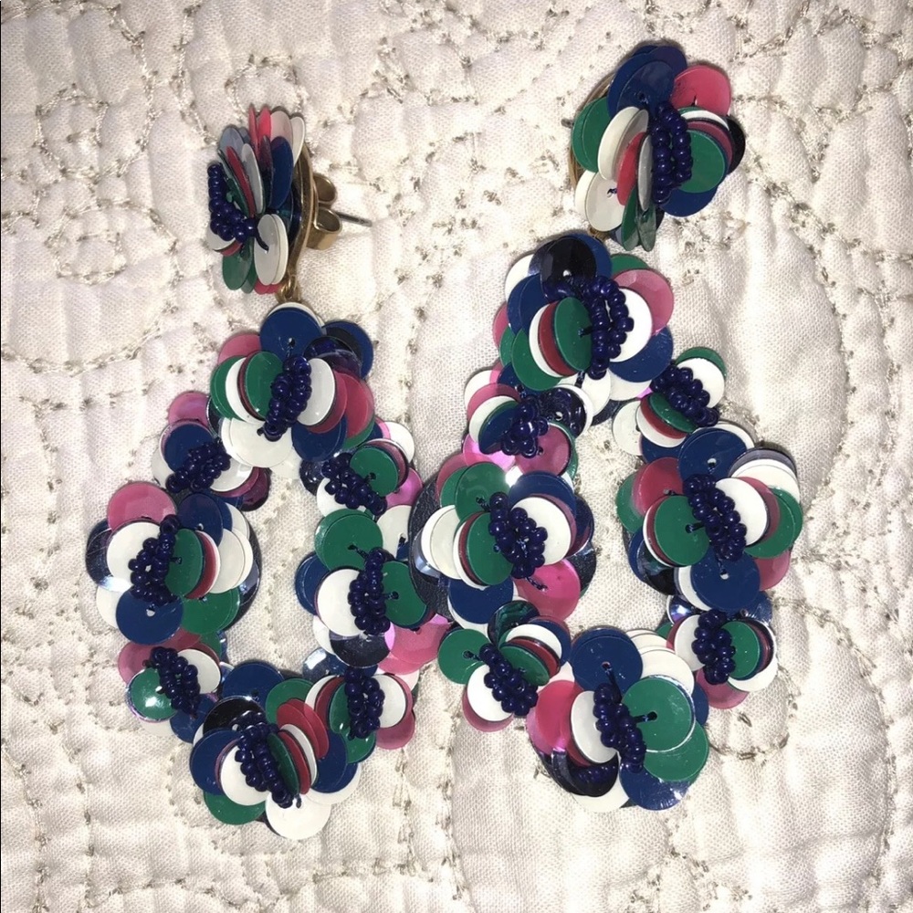 J.Crew Leather-backed sequin petal earrings multi